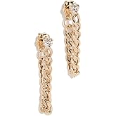 Zoe Chicco Women's 14k Prong Diamond Small Curb Chain Huggie Earrings, 14K Gold, One Size