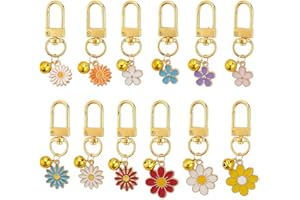 DELORIGIN 12pcs Multi-Colored Daisy Flower Pet Collar Charms with Swivel Clasps for Dog Cat Necklace Pet Ornament Training Keychains DIY Crafts
