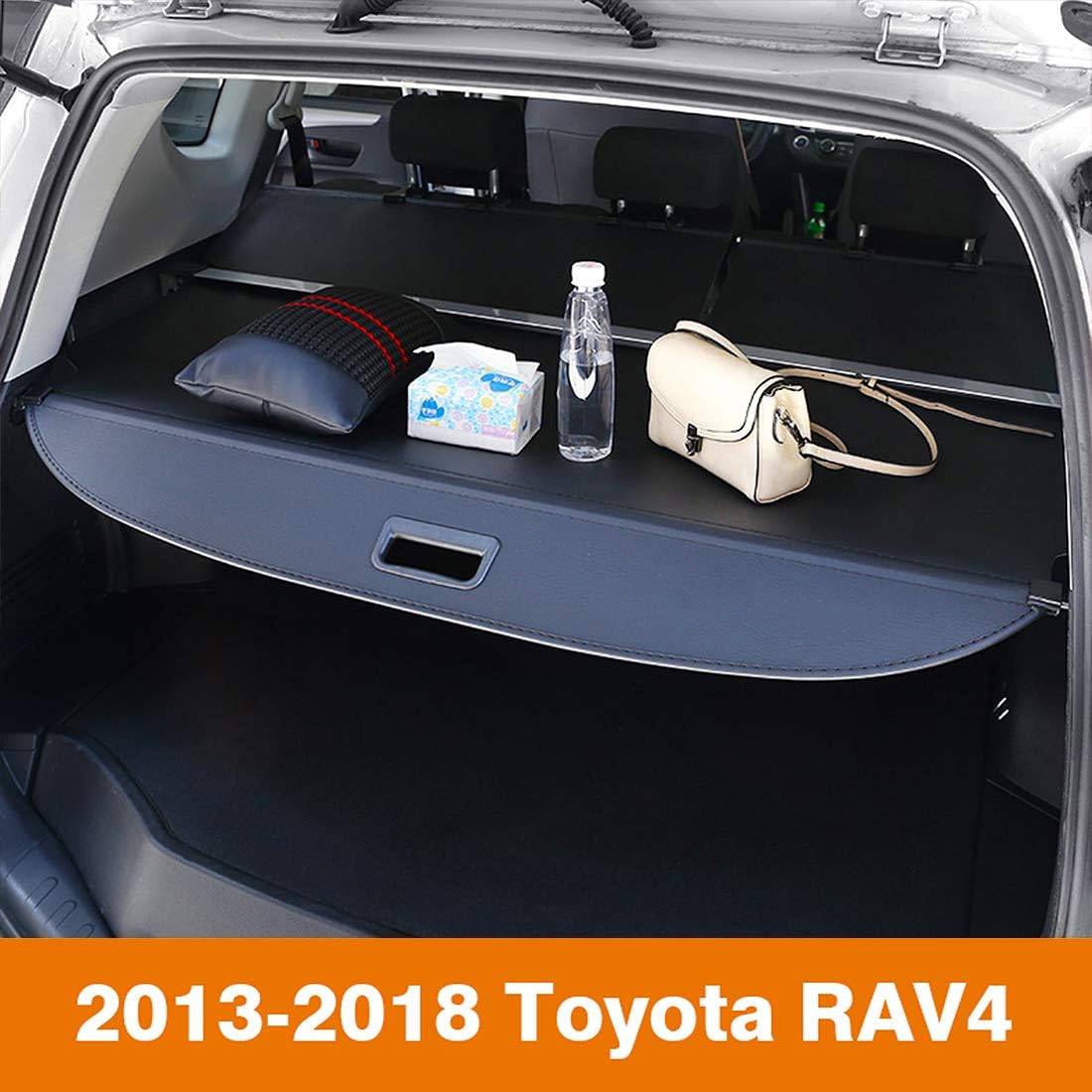 Orealtool Black Retractable Cargo Cover Luggage Shade Shield For Toyota Rav4 2013 2018 Rear Boot Trunk Parcel Load Shelf Shielding Security Panel Roller Blind Automotive Car Accessories