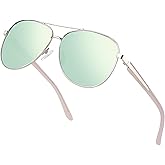 BIRCEN Polarized Aviator Sunglasses for Women : UV Protection Acetate Square Sunglass With Retro Classic Style