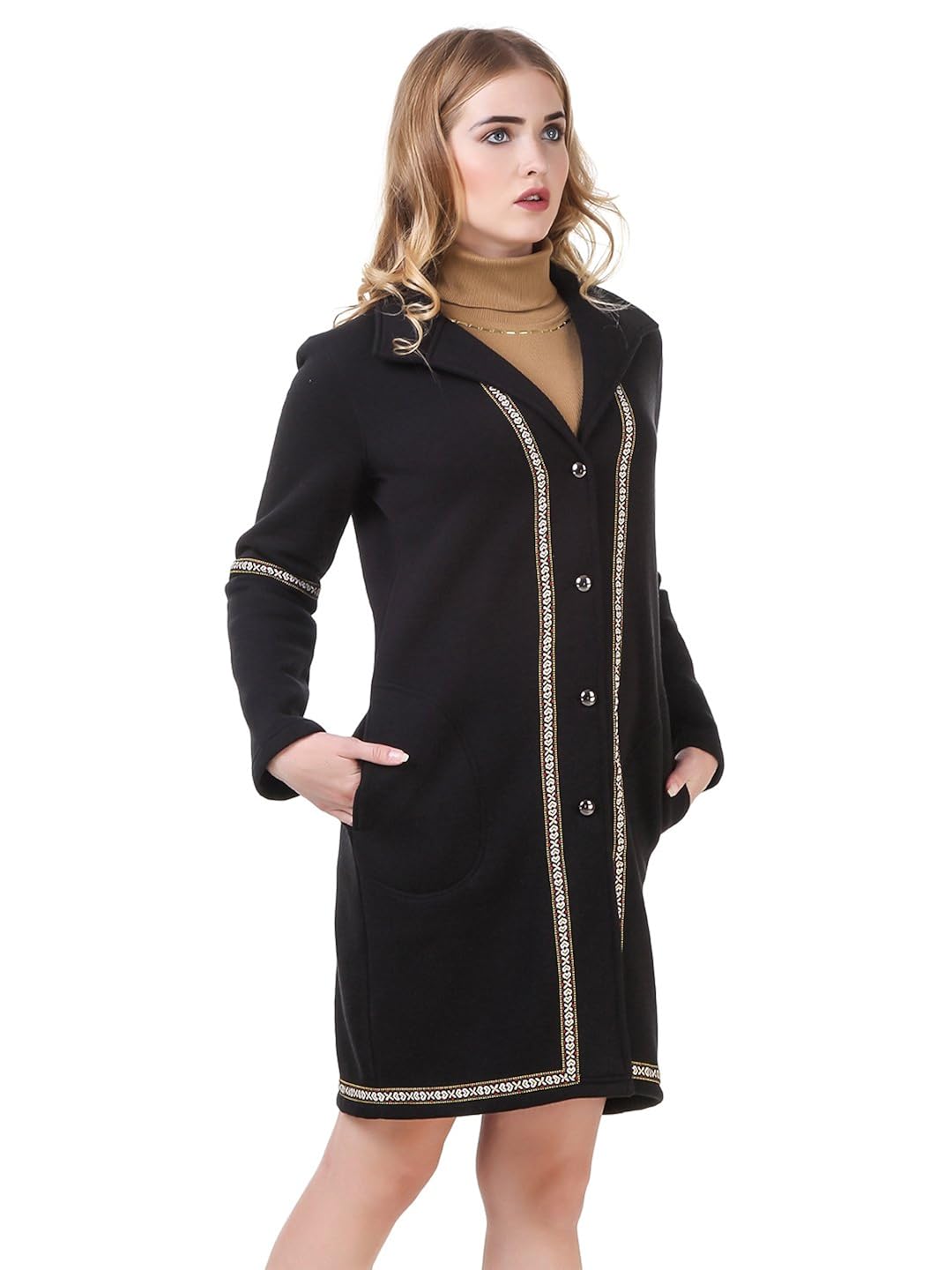 texco red longline lace detailed lapel collar party coat