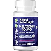 Nature's Perfect Night | Melatonin 10mg | 180 Quick Dissolve Tablets | Natural Mixed Berry Flavor |High Potency | Sugar Free | Vegan | Gluten Free | Value Size