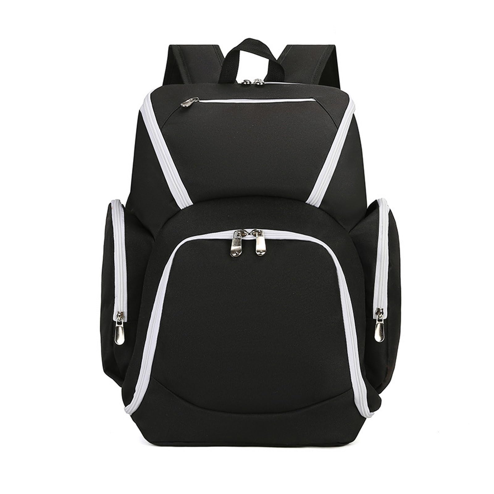 FANDARE Basketball Backpack Large Sports Bag with Separate Ball Holder Men Women School Bag for Basketball, Soccer, Volleyball, Swim, Gym, Travel Student Outdoor Sports Equipment Daypacks Black White