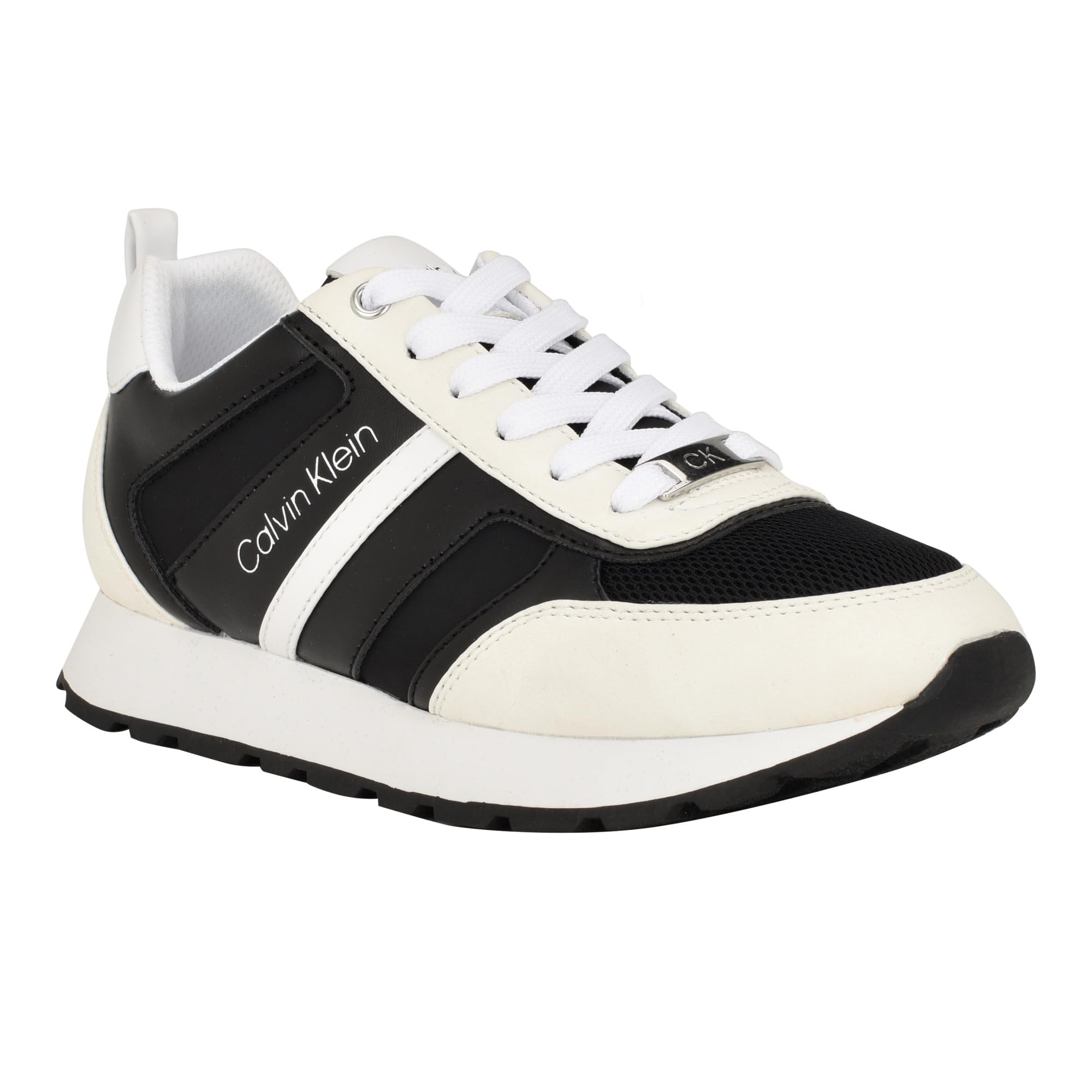 Calvin Klein Women's Carlla5 Sneaker, White/Black Multi 145, 7 Image