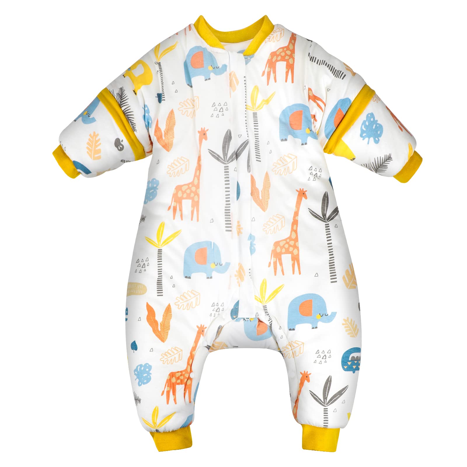 MOEMOE BABY Sleeping Bag with Legs Winter Toddler Sleep Bag with Feet 3.5 TOG Thicken Sleep Sack with Feet Cotton Wearable Blanket,Giraffes,XL,Length 100cm/3-5 Years