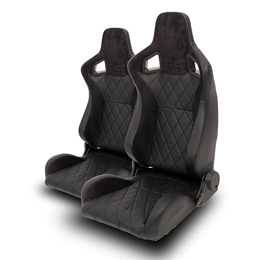 2x Autosportsitz Sportsitz Racingseat schwarz Kunstleder Alcantara Diamond Sitz