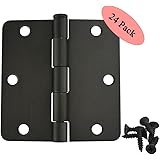 24 Pack - Cosmas Oil Rubbed Bronze Door Hinge 3.5" Inch x 3.5" Inch with 1/4" Inch Radius Corners - 37571