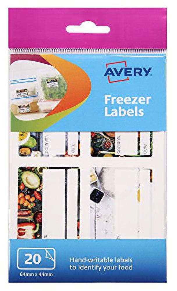 Avery 60-126 Printable, Customisable Freezer Labels, Hand Write Only, 44 x 64 mm, 4 Labels Per Sheet