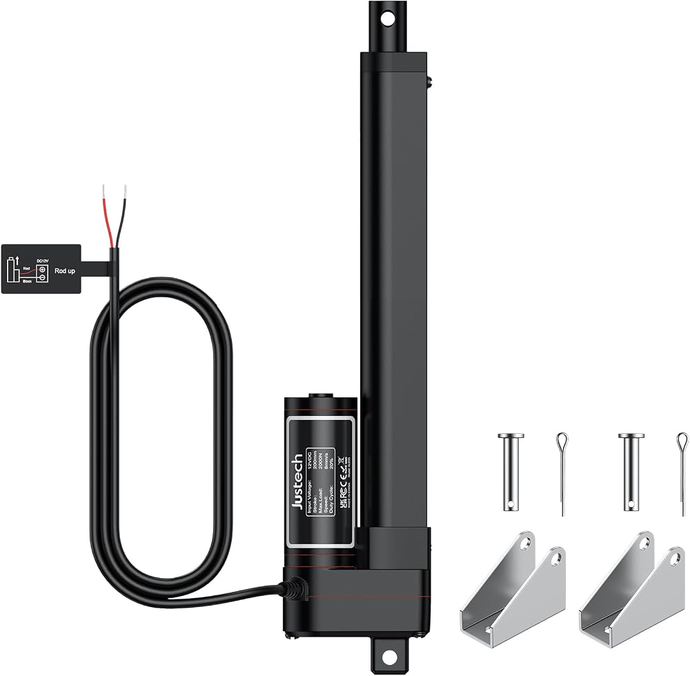 Justech 12V Heavy-Duty Linear Actuator 450LBS 8in 200mm IP54 Black