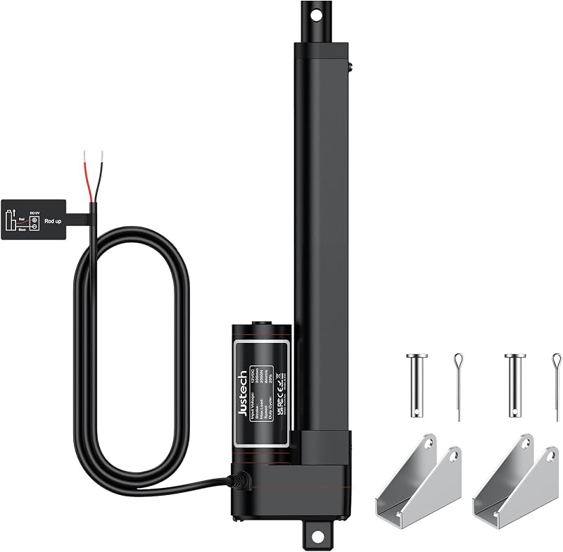 Justech 12V Heavy-Duty Linear Actuator 450LBS 8in 200mm IP54 Black