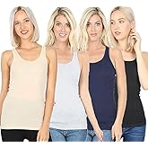 Zenana Outfitters 4 Pack Womens Basic Ribbed Racerback Tank Top