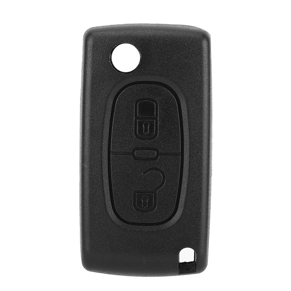 KIMISS 2 Button Remote Key Fob Case,Car Key Fob Cover ABS Key Fob Protector Shell for C2 C3 C4(Black)