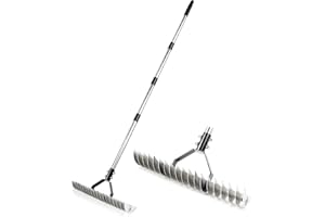 COPIU Thatch Rake, 15 Inch Wide Dethatcher Rake, Robust Lawn Dethatcher for Cleaning Dead Grass, Efficient Steel Metal Rake with Handle, Thatching Rake for Garden,Yard, Lawn Loosening Soil Rake.(Black)