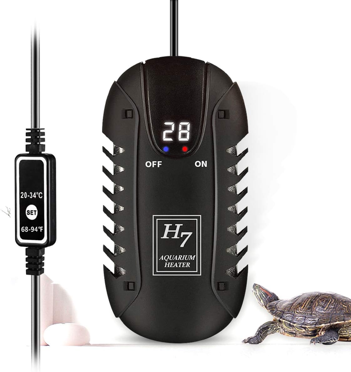 COODIA Titanium Alloy Aquarium Heater Digital Reading Dispaly with Out-of-Water Controller for Auquarium Tank, Corrosion-Resistant 200W