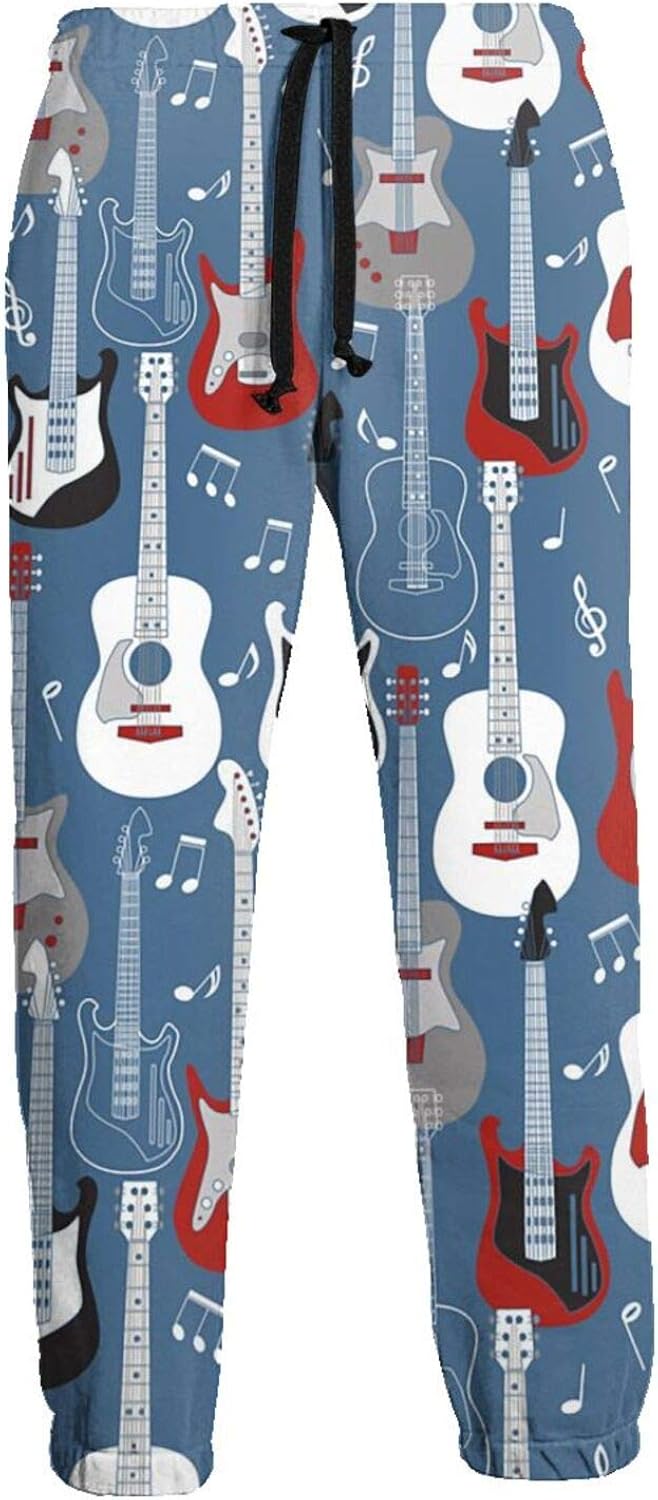 Men Women 3D Rock and Roll Guitars Graphric Joggers Casual