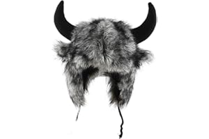 JIAHG Winter Thermal Plush Furry Earflap Ushanka Hat Faux Fur Windproof Hooded Beanie Animal Themed Costume Hat for Men Women