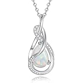 FANCIME TimelessTie Birthstone Necklace for Women White Gold Plated Sterling Silver Ribbon Design Jewelry Knot Pendant Fine Jewelry Gemstone Anniversary Birthday Graduation Mothers Day Gifts for Women Wife Mother Her