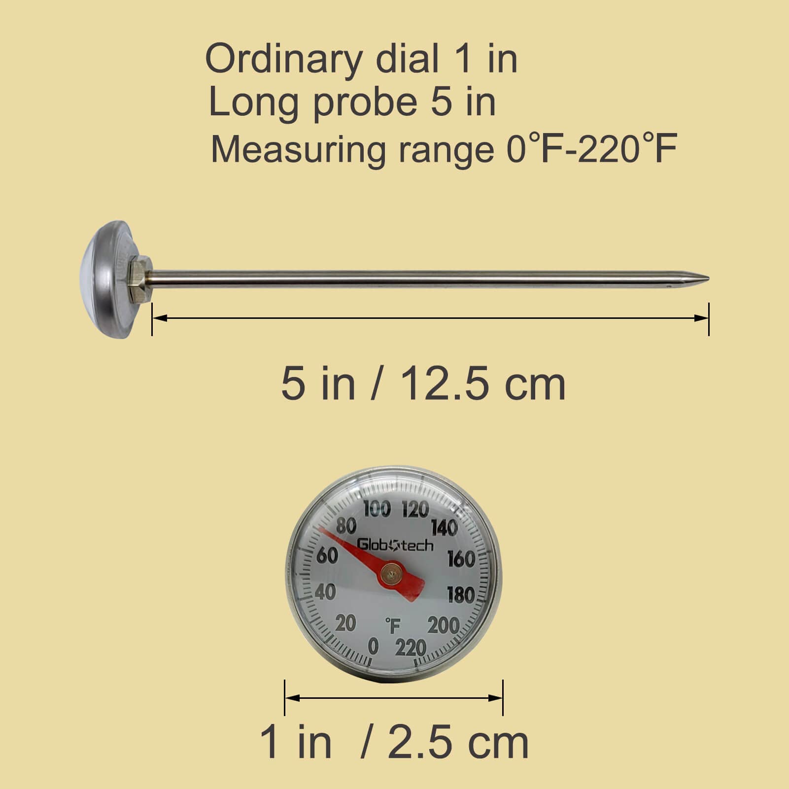 Kitchen Food-Cooking Meat Coffee Thermometer – Pocket Espresso Thermometer for Milk Foam Frothing Chocolate Water Grill, Turkey, BBQ Temperature Stainless Steel 1