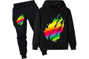 Boys Girls Youtuber Game Hoodie + Pant Set Pullover Sweatshirts Hooded Tracksuit Flame Sportsuits For Kids