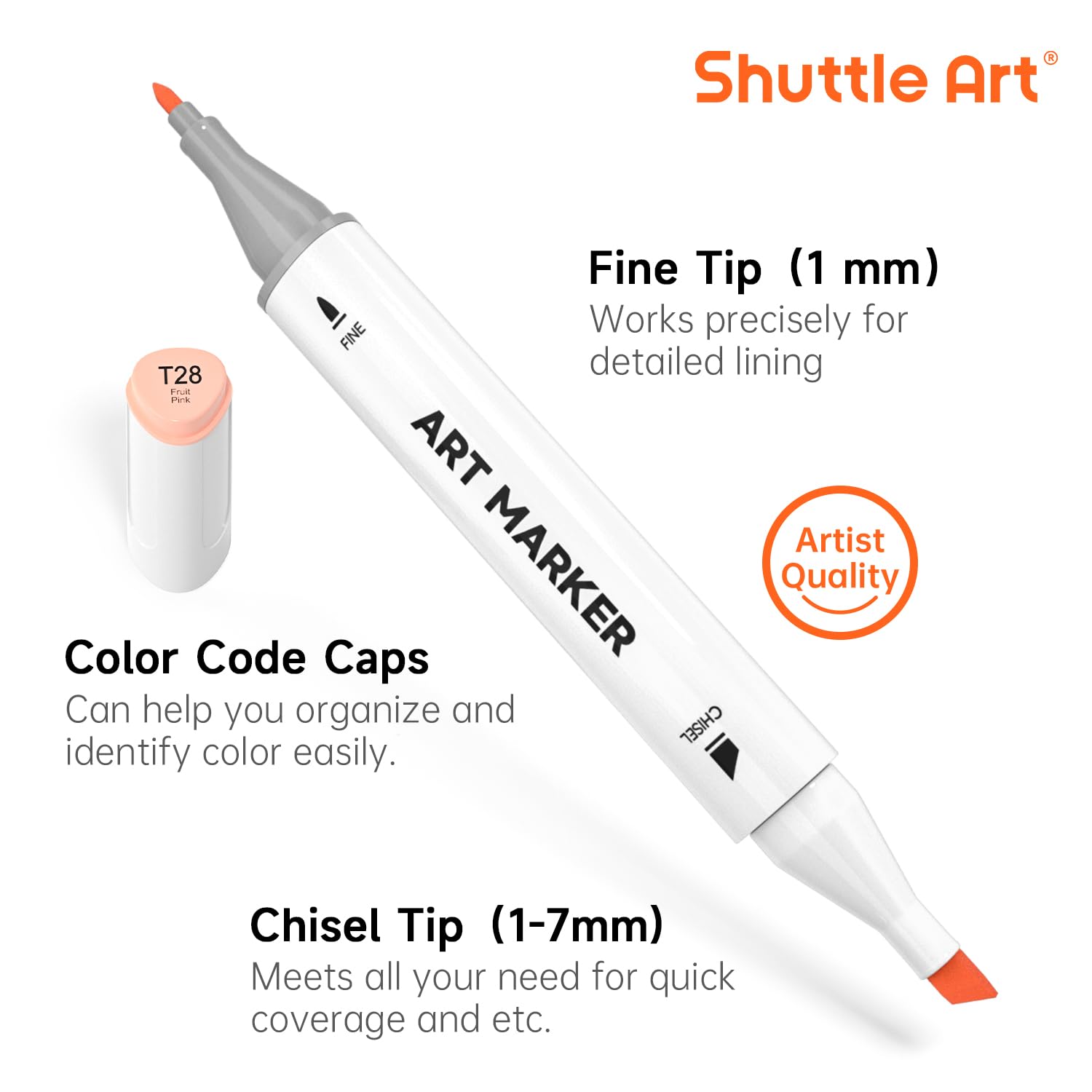 Shuttle Art 36 Colors Skin Tone&Hair Art Markers, Dual Tip Alcohol Based Marker Pen Set Contains 1 Blender 1 Carrying Case 1 Marker Pad Perfect for Kids & Adults Portrait,Comic, Anime, Manga