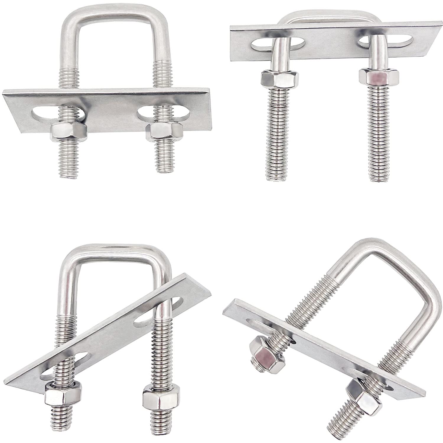 U-bolt square U bolts U-bolt clamps – 4 pieces bracket roof box attachment square bracket axle plate M6 with nuts frame plate for towing cars ship repair