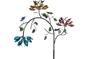 EVERGREEN GARDEN Evergreen Beautiful Summer Multi Colored Flowers Wind Spinner | 91 inches Tall x 41 Inches Wide | Fade and Weather Resistant | Metal Stake | Garden Yard Outdoor Decor for Home