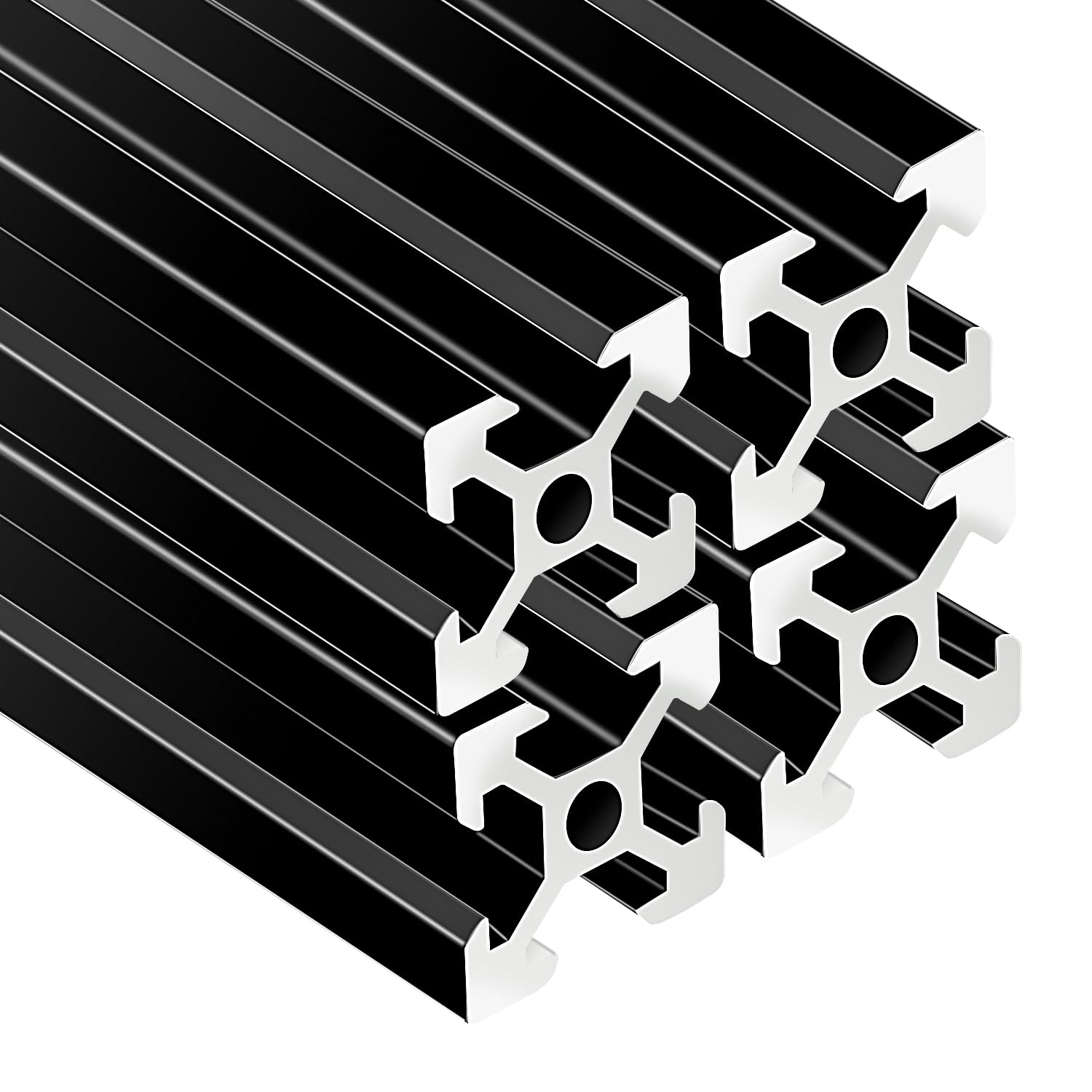 4 Pcs 200mm Aluminum Extrusion V Slot 2020 European Standard Anodized Profile Frame Machine for 3D Printer Parts Linear Rail CNC DIY Equipment, Electrophoresis Black,