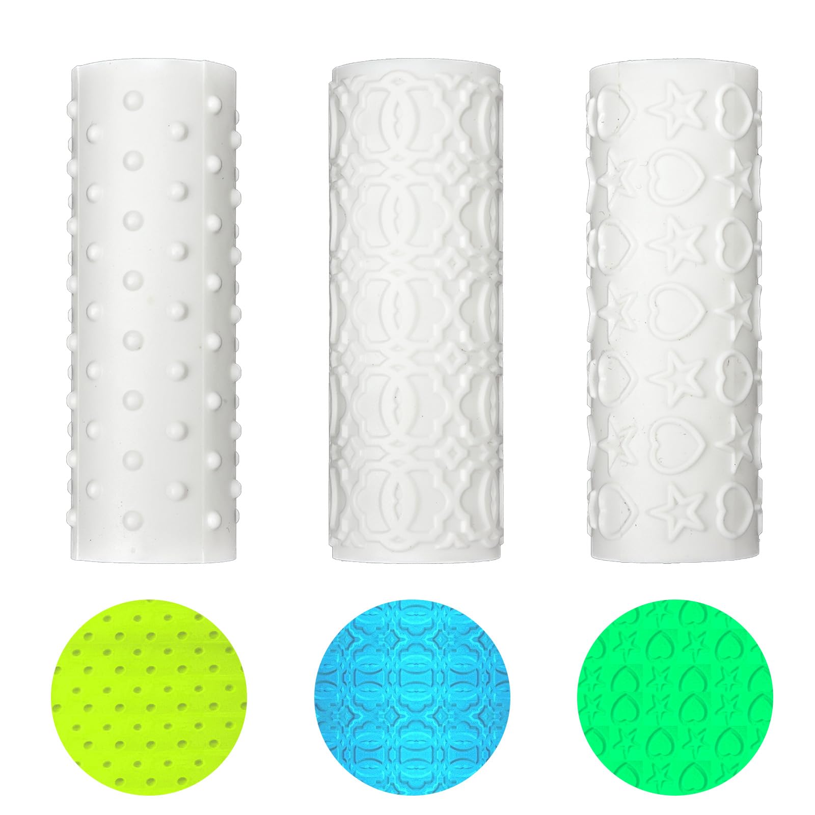 3pcs Polymer Clay Texture Rollers, Pottery Texture Roller Polymer Clay Modeling Pattern Roller Texture Roller for Clay Stamps Earrings Embossing Roller for Clay, Work with Polymer Clay Cutters