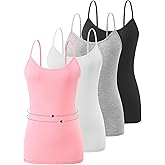 Accbiety 4 Pack Camisoles Tops for Women Undershirts Adjustable Spaghetti Strap Camisole Tank Lightweight Layering Tops