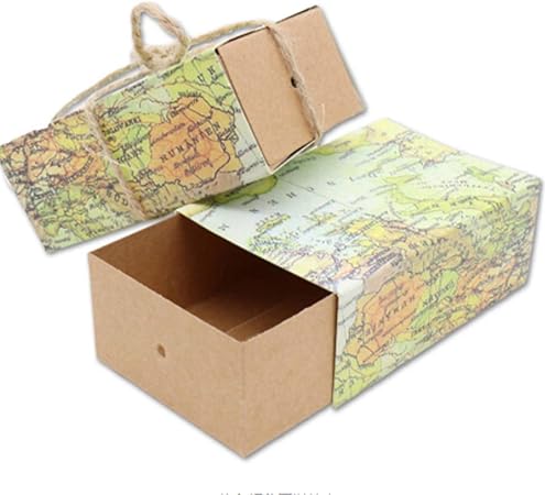 JOOFFF - Caja de azúcar con 10 cajones, diseño de mapa de maleta creativo y vintage, papel