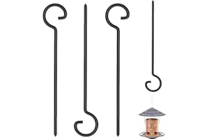 ASZUNE Screw Hooks 12in,Ceiling Hooks 4Pcs Screw-in Hooks,Birds House Christmas Lights and Curtain Hooks,Kitchen Hooks,Plants Hanger Outdoor/Indoor Hooks (4Pcs Black, 12in), ‎ZGY J01
