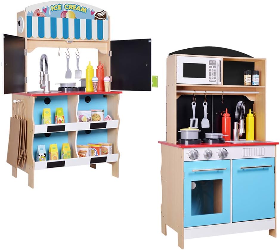 Teamson – Wooden Kitchen 60 x 40 x 109 cm – Ice Cream (ColorBaby 85290)
