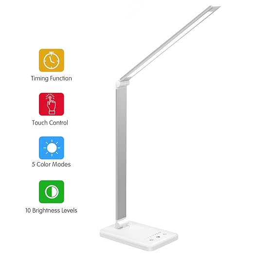 Aimai Lampada Da Tavolo Led Usb Ricaricabile Lampada Da Scrivania2000mah Pieghevole Tocco Controllo Lampade 5 Modalità Graduali Di Colore10