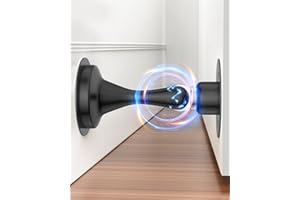 Magnetic Door Stop Door Stoppers - Stainless Steel Powerful Doorstop Catch for Wall Floor Heavy Duty Hold Door No Drilling Double-Sided Adhesive Screws Keep Open, Matte Black
