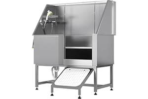 JFHID Professional Stainless Steel Dog Washing Station for Large, Medium, and Small Dogs, Height Adjustable Dog Bathtub with Ramp, Pet Grooming Bath Tub for Indoor Outdoor, 50”