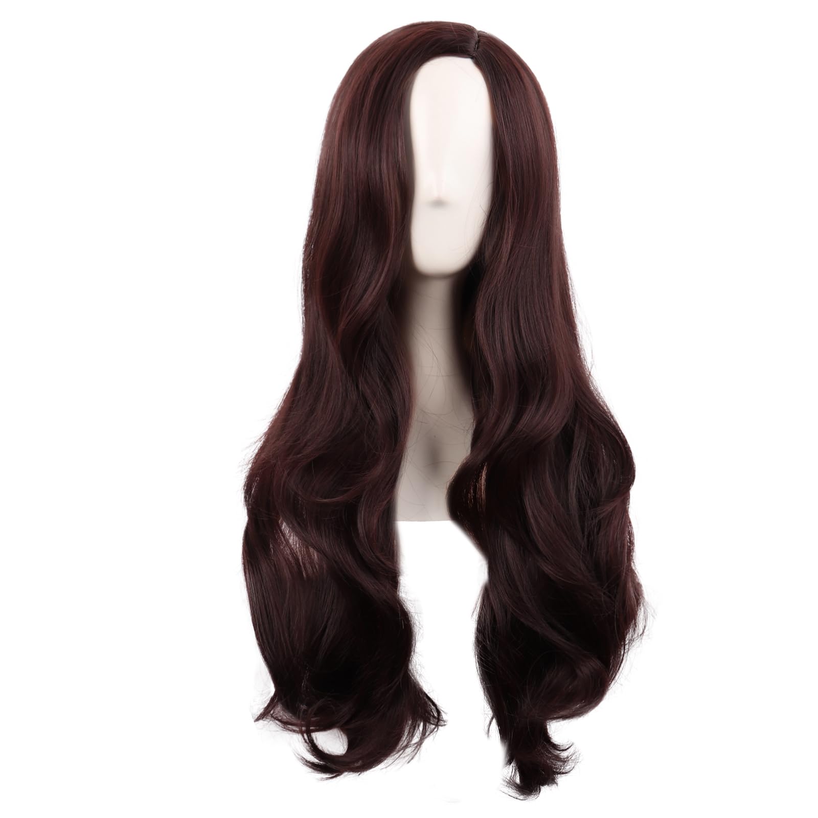 MapofBeauty 28 Inch/70 cm Cosplay Long Wavy Curly Synthetic fiber Side Bangs Anime Fashion Party Hair Wig (Dark Brown) — image 1