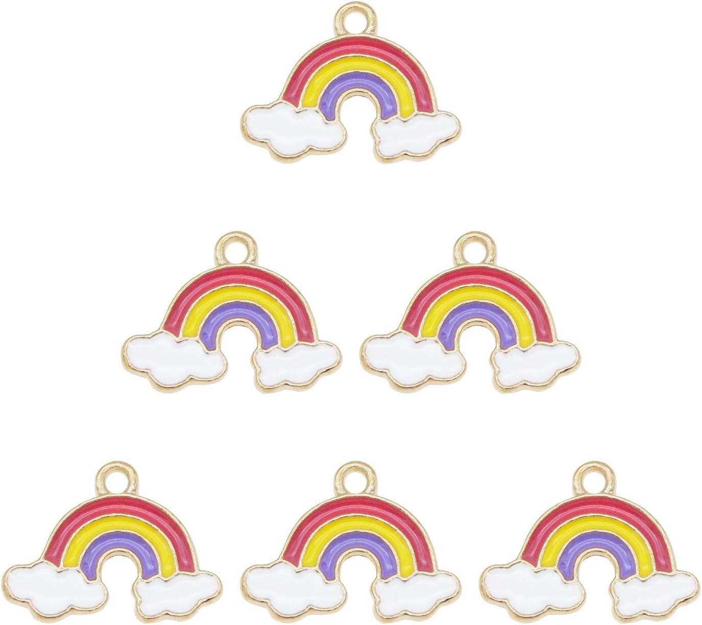 Julie Wang 20 Pieces Gold Back Enamel Metal Rainbow Clouds Charms Bracelets Earrings Necklaces Jewellery Pendants Handmade DIY Craft Accessories 19x14mm - Image 3