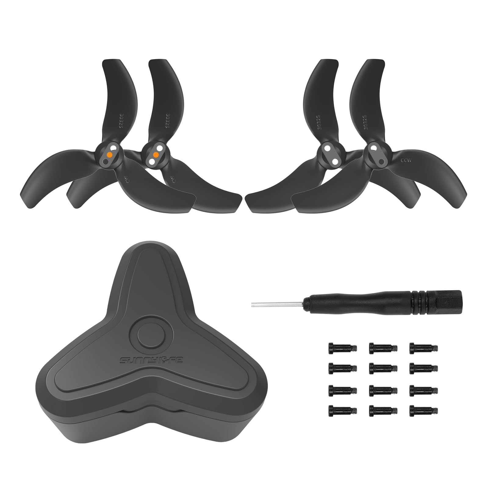 Generic Drone Propeller Set Replacement & Storage Box (Black, 2 pairs) + Box for Avata 2 Drone Accessories