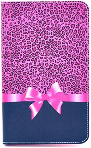 for Galaxy Tab4 8.0 inch Tablet Case,Pink Leopard Bow Tie Design Book Style Folio With Stand Protection Magnetic Smart Slim Full Body Extreme Duty Dual Protective Back Cover with Kickstand - Rainproof Sand Proof Dust-proof Shockproof(Latest Version with Built-in Magnet for Sleep/wake Feature)Fashion Vintage Design Flip Pu Leather Smart Cute Stand Case,Full Body Protective Case Cover for Samsung Galaxy Tab 4 8.0 SM-T330/SM-T331/SM-T335