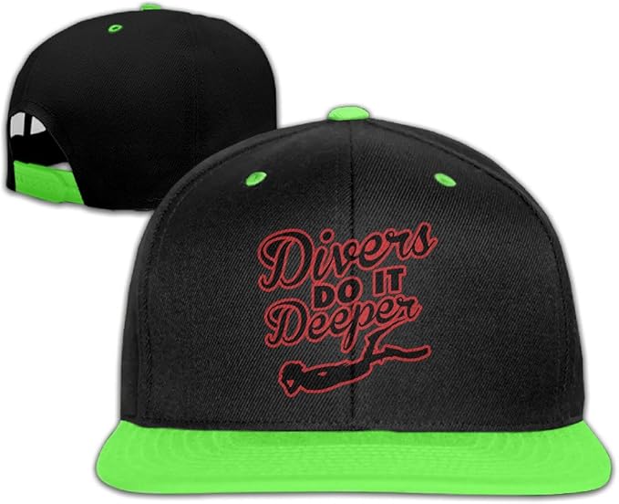Scuba Divers Do It Deeper Diving Water Youth Unisex Contrast Color Cap Hats (4 Colors) Amazon