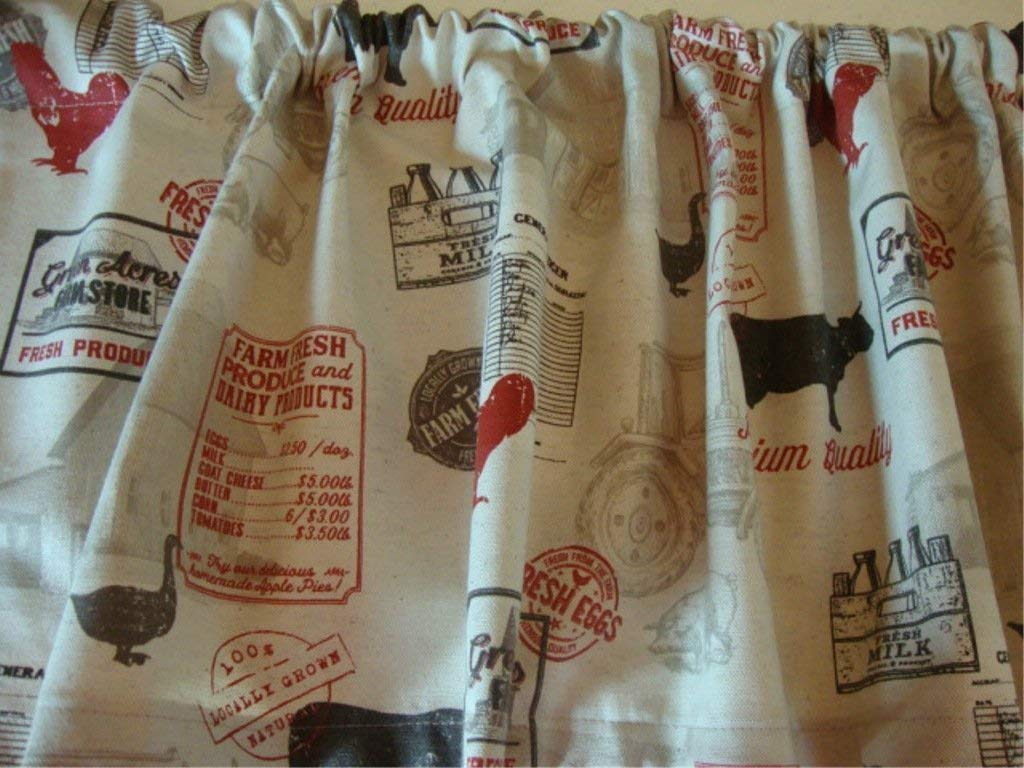 Amazon Com Valance Farmhouse Fabric Natural Black Red Custom Made