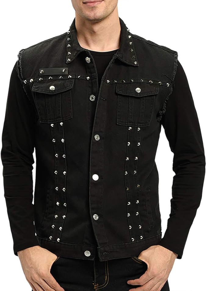 black denim vest punk