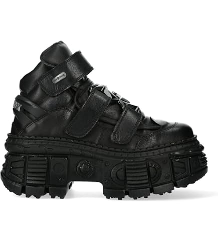 Amazon.com | New Rock WALL106-S12 Mens Black Leather Platform