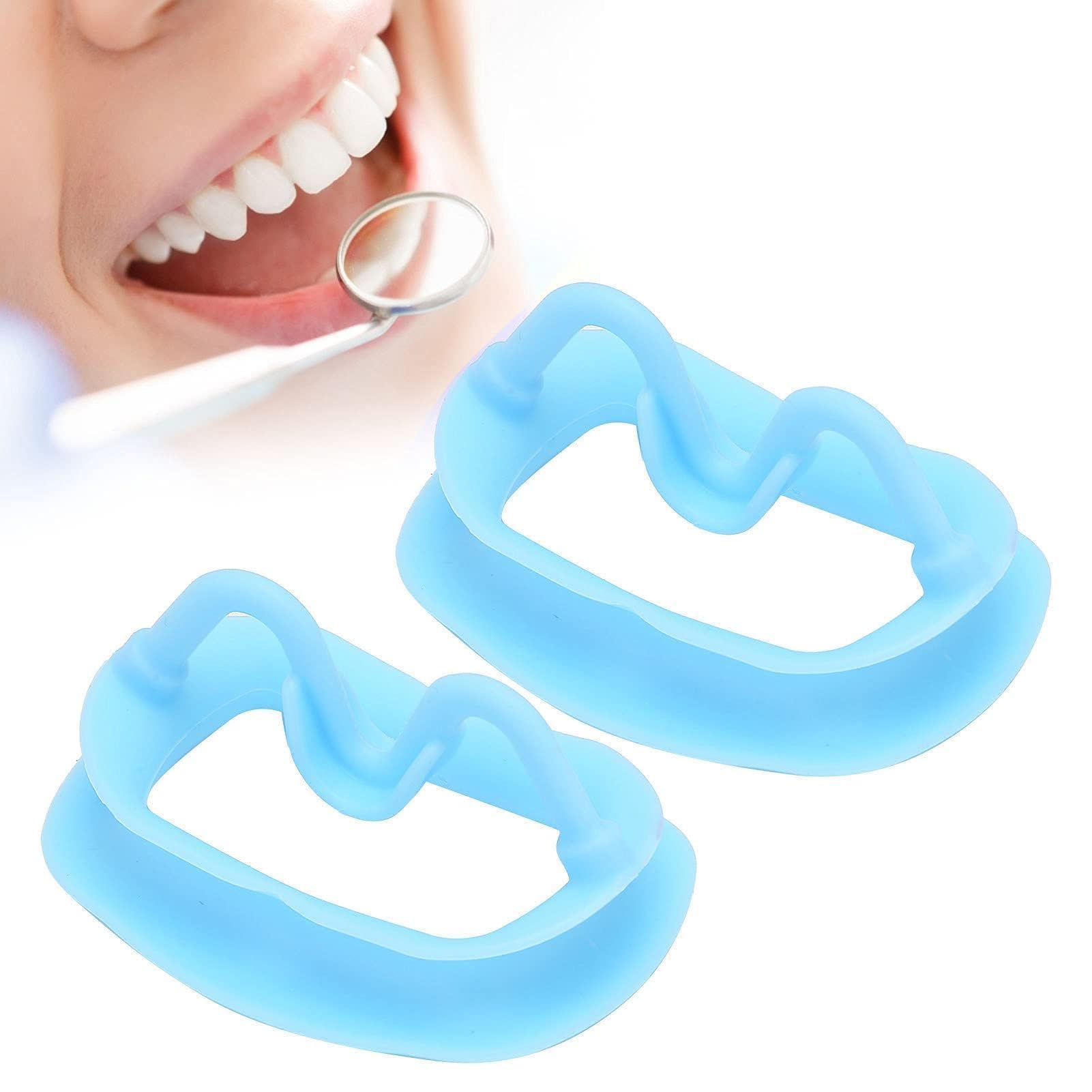 2 Pcs Dental Mouth Opener, Reusable Silicone Mouth Opener for Teeth Whitening Mouth Guard Game Cheek Lip Retractors Expander for Oral Inspection and Teeth Whitening (Blue)
