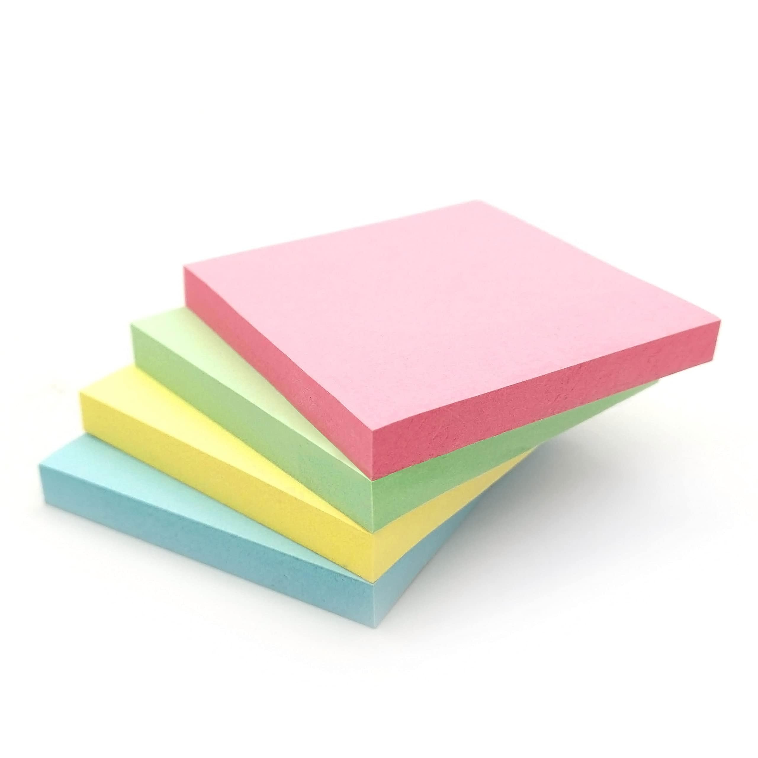 400 Pastel Sticky Notes (76x76mm) - Colourful Removable Adhesive Memo Pads in Blue, Pink, Green, Yellow | Set of 4 Pads (100 Sheets Each) | Office, Home & School Use - 4 Packs — image 1