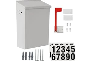 TonGass 7.1"x10.1"x3.8" Wall-Mount Mailbox for House with Flag and Number Stickers, Mailboxes for Outside Wall Mount with Screws Ideal for House Outdoor Use, Rust-Proof Carbon Steel Mailbox - White