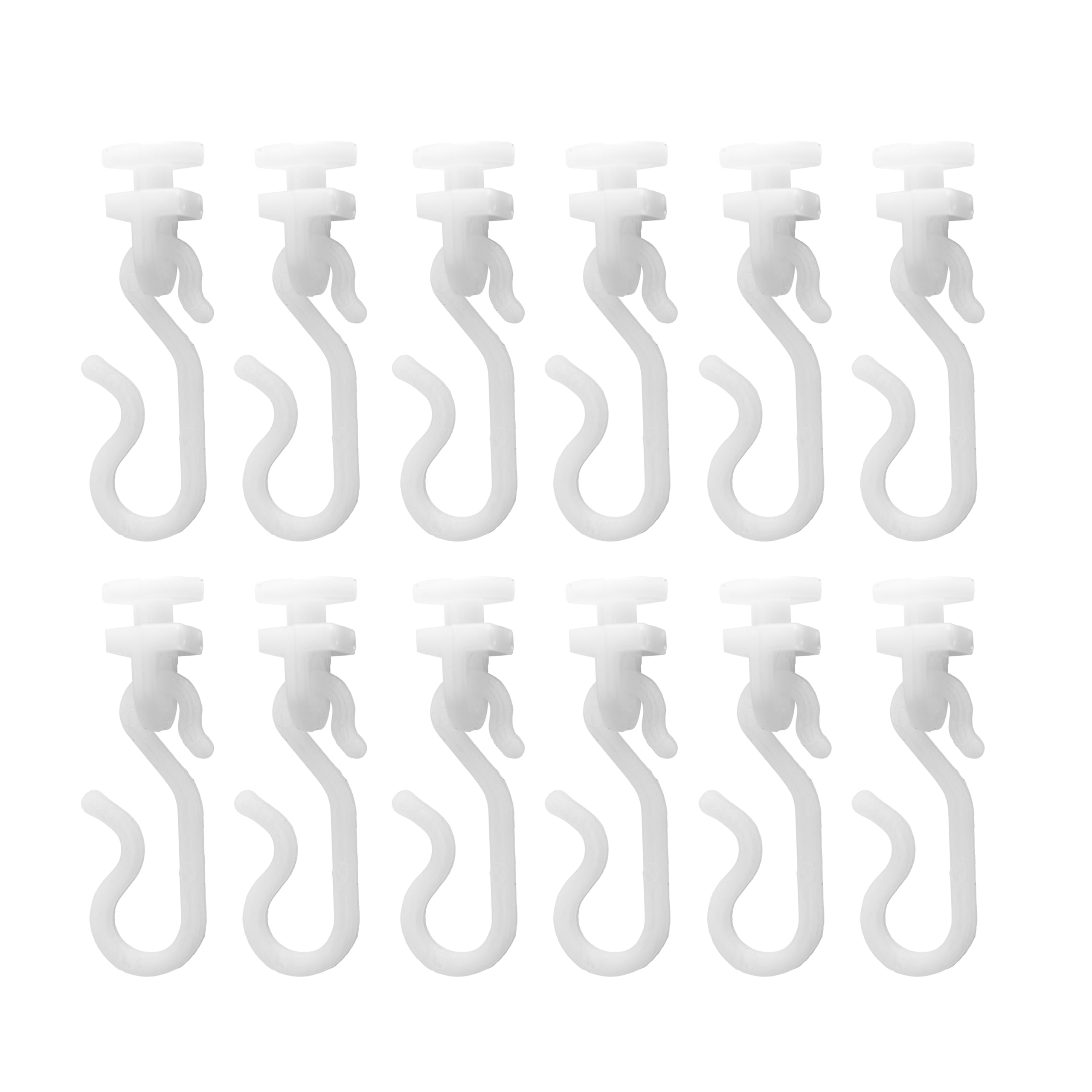 Croydex White Plastic Shower Curtain Hooks and Gliders Pack of 12 - Curtain Track Gliders with S Shaped Hooks Set Suitable for Module 4 Profile 400/800 Rails