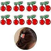 8 PCS Cherry Hair Clips Artificial Fruit Cherry Hair Accessories,summer style small grab clip, suitable for thin and thick hair accessories gifts for women and girls