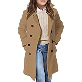Girls Coat Double Breasted Notched Collar Wool Blend Long Trench Coat Winter Warm Peacoat Dress Coat with Pockets