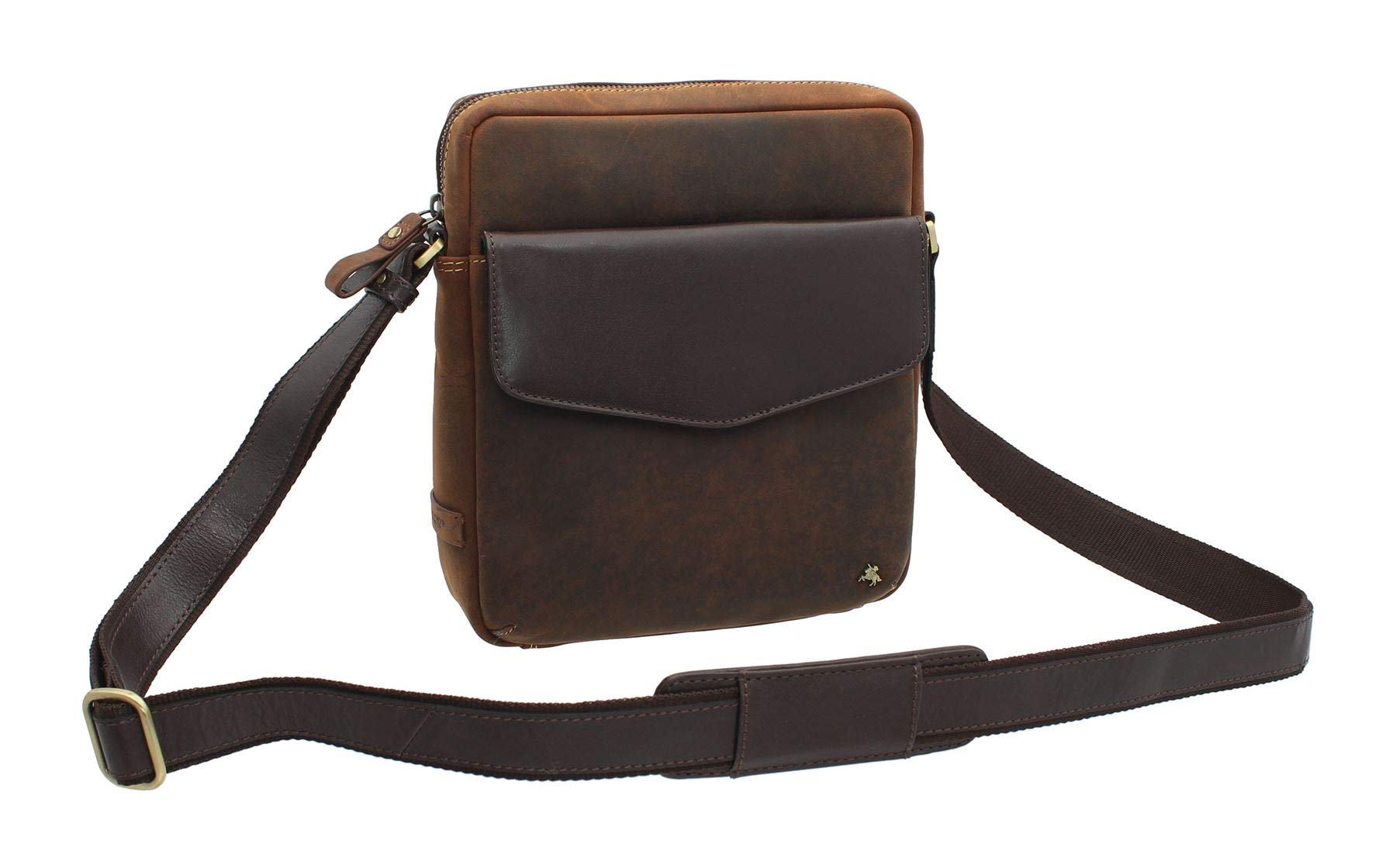 VISCONTI Toscana Collection Distressed Oiled Leather Shoulder Bag Vesper A5 TC70 Havana Tan